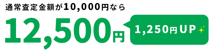通常査定金額が10,０００円から12,５００円
