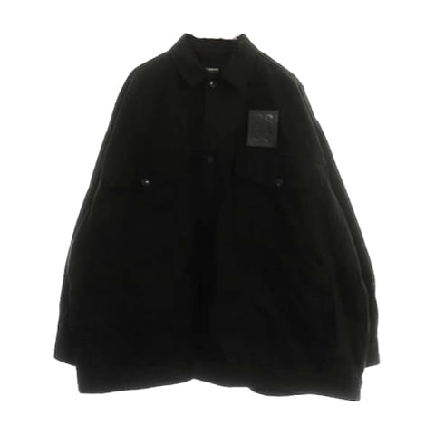 RAF SIMONS 22AW Denim jacket with leather patch バックプリント M ブラック