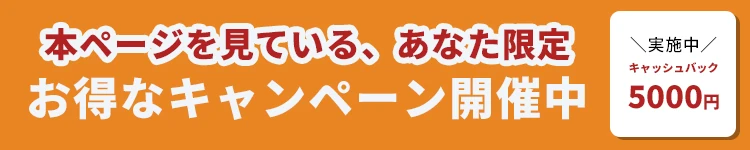 本ページを見ている、あなた限定 オトクなキャンペーン開催中 実施中キャッシュバック50000円