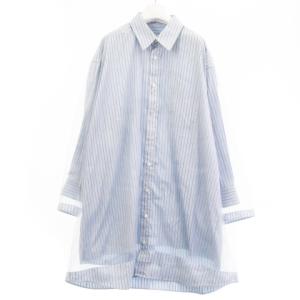 S51CU0221 Organza-Overlay Striped Shirt Dress