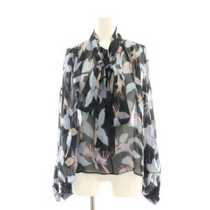 25SS シルク フラワーシフォン ボウタイブラウス