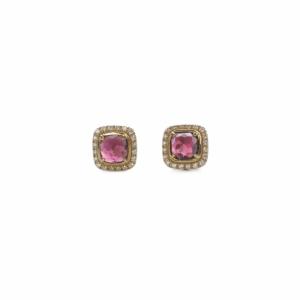 ガーネット ダイヤモンド ピアス K18YG