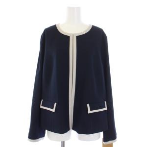 配色トリムノーカラージャケット
